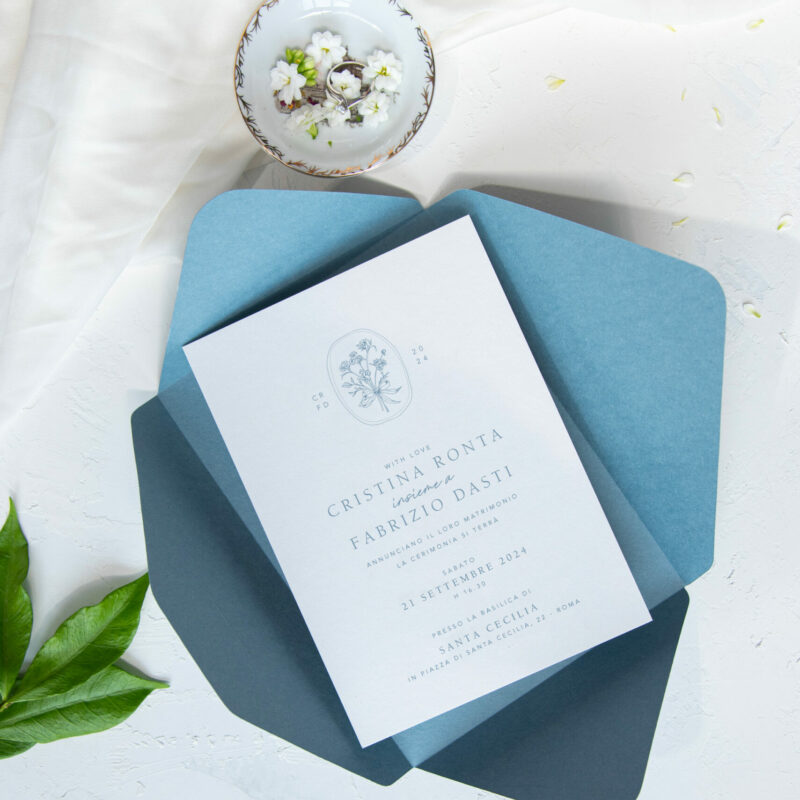 Partecipazione Fiori Classici con busta colorata